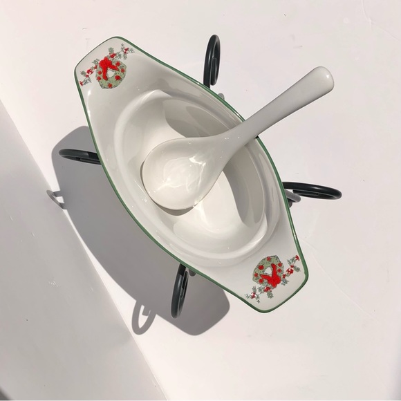 PFALZGRAFF HOLIDAY GRAVY SERVER W/LADLE & METAL STAND CHRISTMAS FINISH GLOSSY 45 - Picture 9 of 9